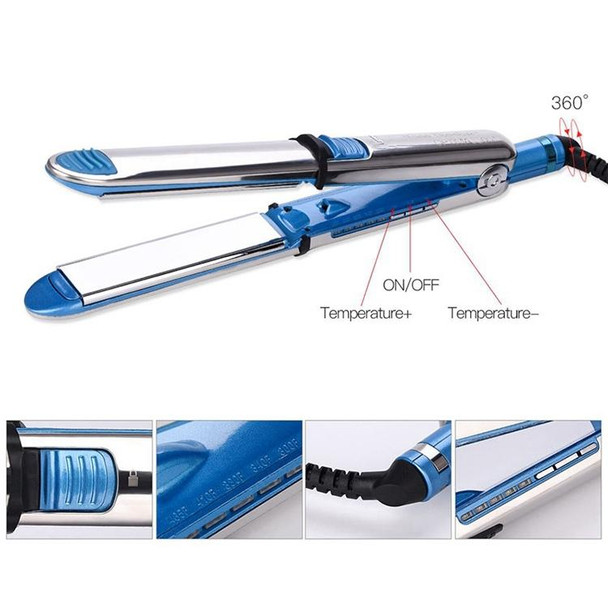 2 in 1 Titanium Hair Straighter Curler Iron(Blue)