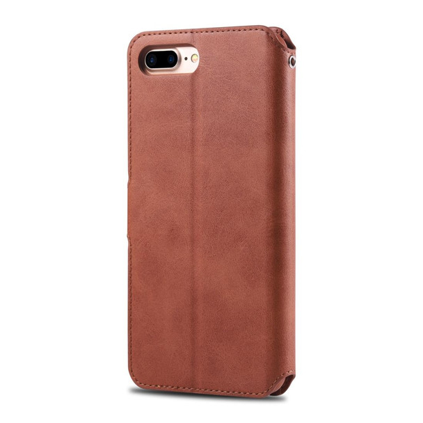 iPhone 7 Plus / 8 Plus AZNS Calf Texture Magnetic Horizontal Flip PU Leather Case with Holder & Card Slots & Photo Frame(Brown)