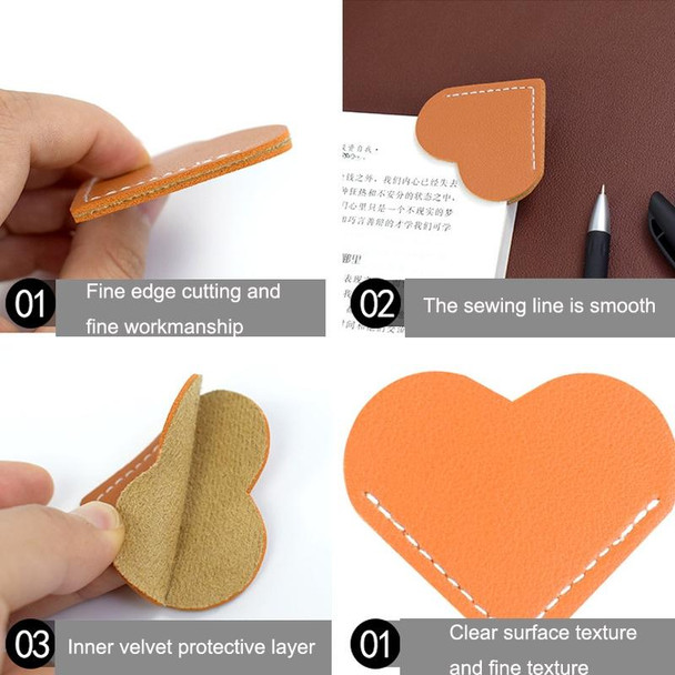 10pcs Mini Business Student Library Portable PU Leatherette Heart Shaped Bookmark(Girl Pink)
