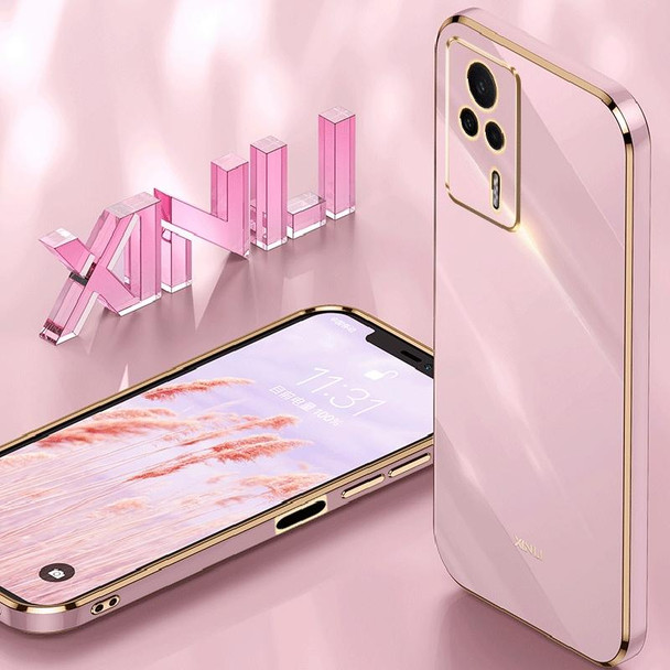 For Xiaomi Redmi K60E XINLI Straight 6D Plating Gold Edge TPU Phone Case(Black)