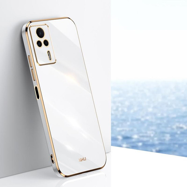 For Xiaomi Redmi K60E XINLI Straight 6D Plating Gold Edge TPU Phone Case(White)