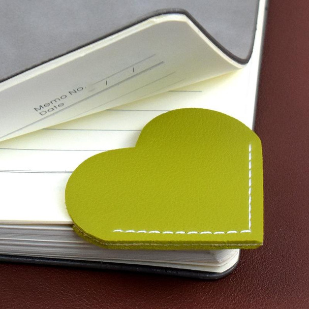 10pcs Mini Business Student Library Portable PU Leatherette Heart Shaped Bookmark(Black)