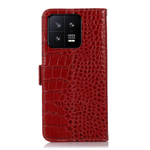 For Xiaomi 13 Crocodile Top Layer Cowhide Leather Phone Case(Red)