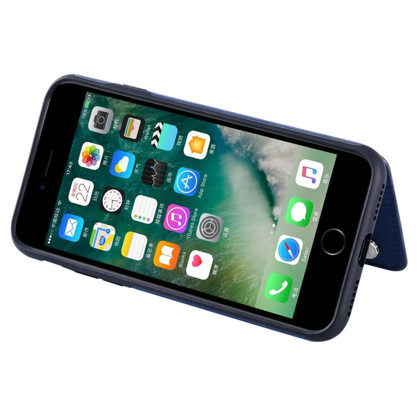 iPhone SE 2022 / SE 2020 / 8 / 7 Solid Color Double Buckle Zipper Shockproof Protective Case(Blue)