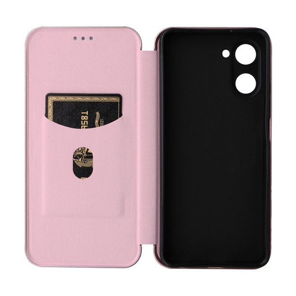 For Realme 10 Pro Carbon Fiber Texture Flip Leatherette Phone Case(Pink)