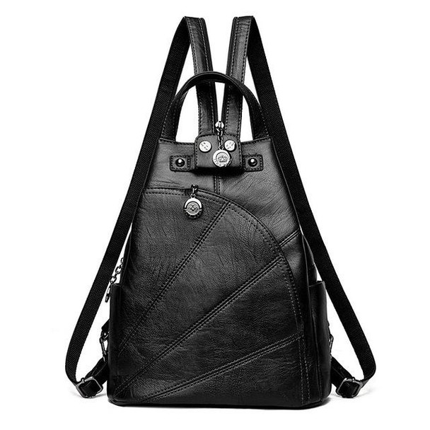 Women Anti-theft Leather Backpacks Ladies Backpacks(Black)