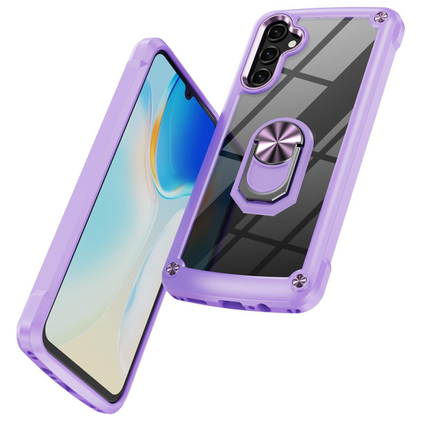 For Samsung Galaxy A14 5G TPU + PC Lens Protection Phone Case with Ring Holder(Purple)