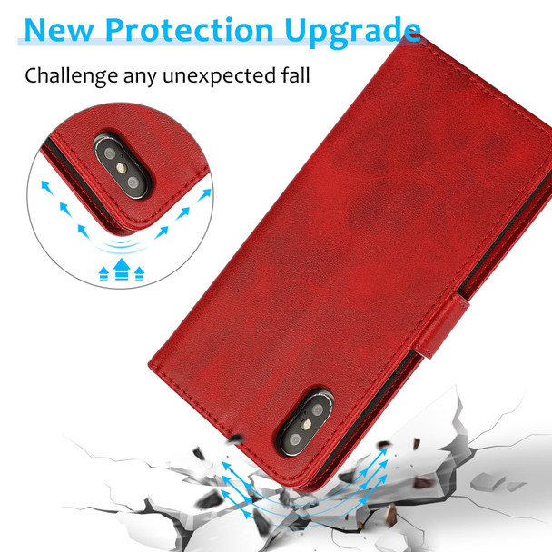 Calf Texture 2 in 1 Detachable Magnetic Back Cover Horizontal Flip Leatherette Case with Holder & Card Slots & Wallet & Photo Frame - iPhone XS Max(Red)