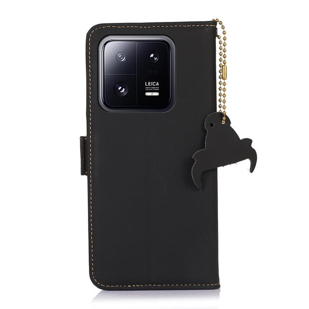 For Xiaomi 13 Genuine Leather Magnetic RFID Leather Phone Case(Black)