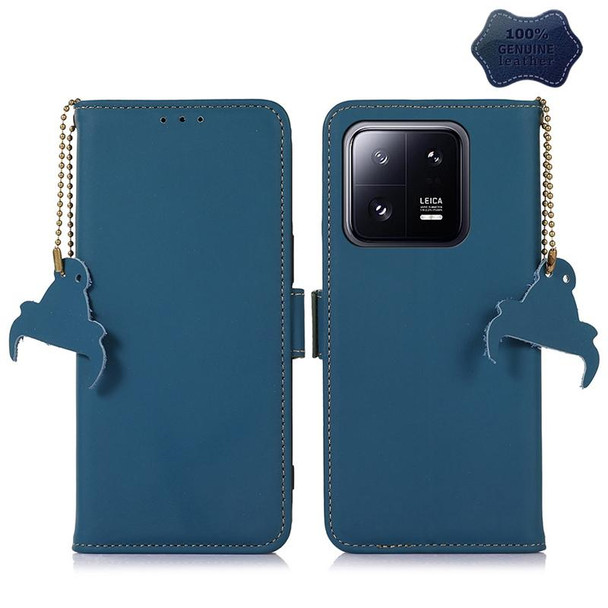 For Xiaomi 13 Genuine Leather Magnetic RFID Leather Phone Case(Blue)