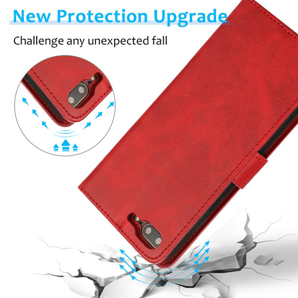 Calf Texture 2 in 1 Detachable Magnetic Back Cover Horizontal Flip Leatherette Case with Holder & Card Slots & Wallet & Photo Frame - iPhone 8 Plus / 7 Plus(Red)