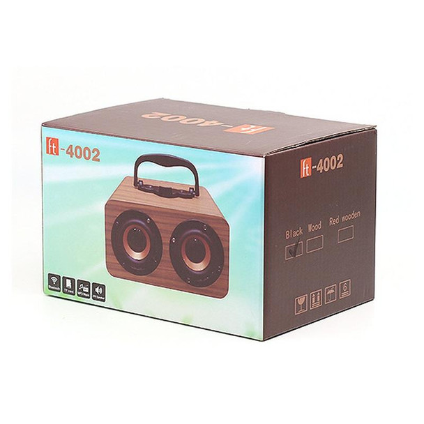 FT-4002 Wooden Wireless Bluetooth Portable Retro Subwoofer Speakers, Support TF card & USB MP3 Playback(Yellow Wood Grain)