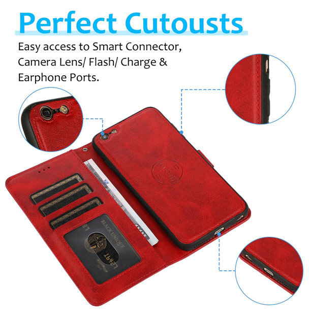 Calf Texture 2 in 1 Detachable Magnetic Back Cover Horizontal Flip Leatherette Case with Holder & Card Slots & Wallet & Photo Frame - iPhone 6s / 6(Red)