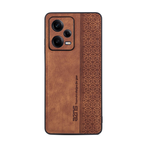 For Xiaomi Redmi Note 12 Pro 5G AZNS 3D Embossed Skin Feel Phone Case(Brown)