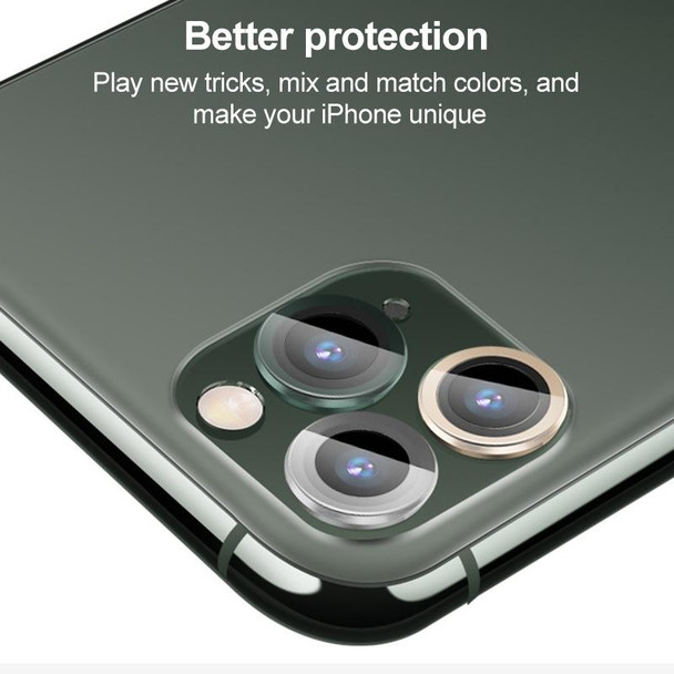 For iPhone 12 Pro Max CD Texture Metal Lens Tempered Film(Dark Green)