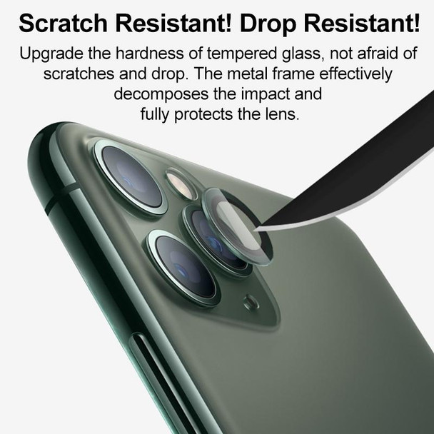 For iPhone 11 CD Texture Metal Lens Tempered Film(Dark Green)