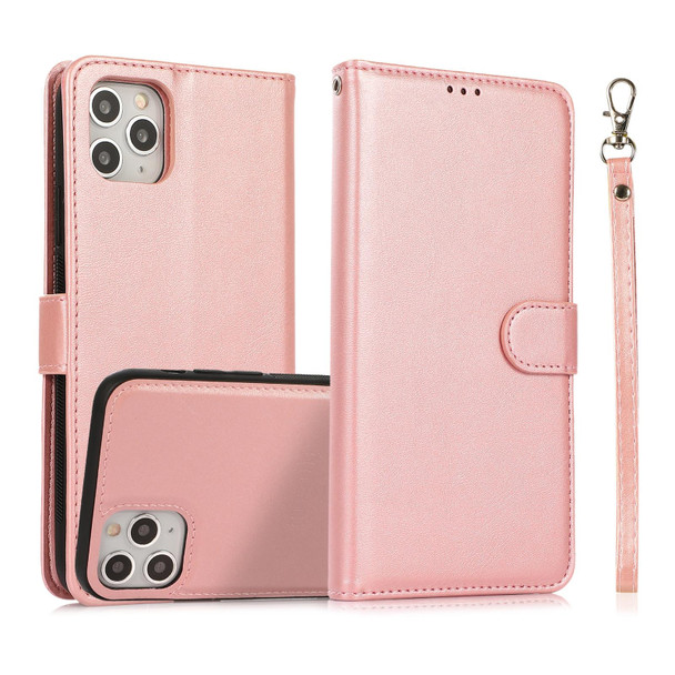 Calf Texture 2 in 1 Detachable Magnetic Back Cover Horizontal Flip Leatherette Case with Holder & Card Slots & Wallet & Photo Frame - iPhone 11 Pro(Rose Gold)