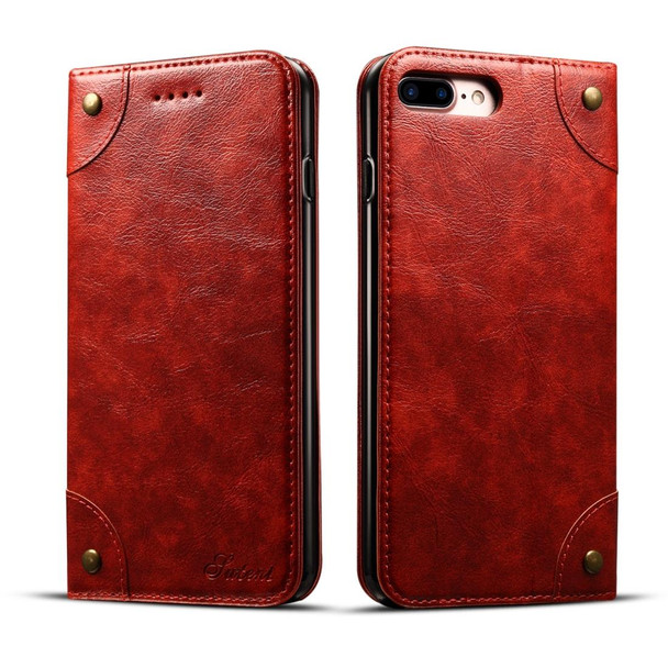 iPhone 8 Plus / 7 Plus Baroque Simple Horizontal Flip Leather Case, with Holder & Card Slots & Wallet(Red)