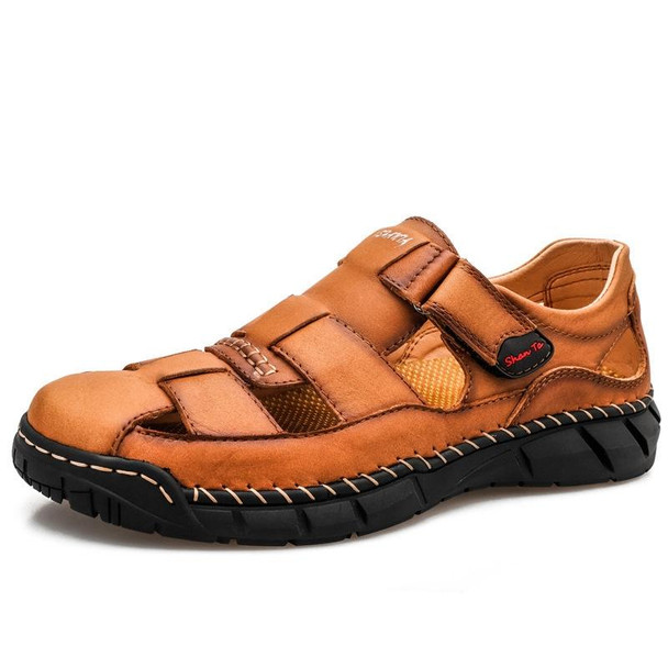 SY-71712 Brown Cowhide Two Wear Outdoor Casual Men Slippers(46)