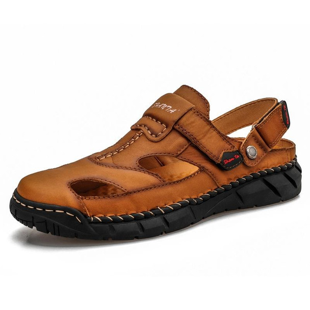 SY-71713 Brown Cowhide Two Wear Outdoor Casual Men Slippers(39)