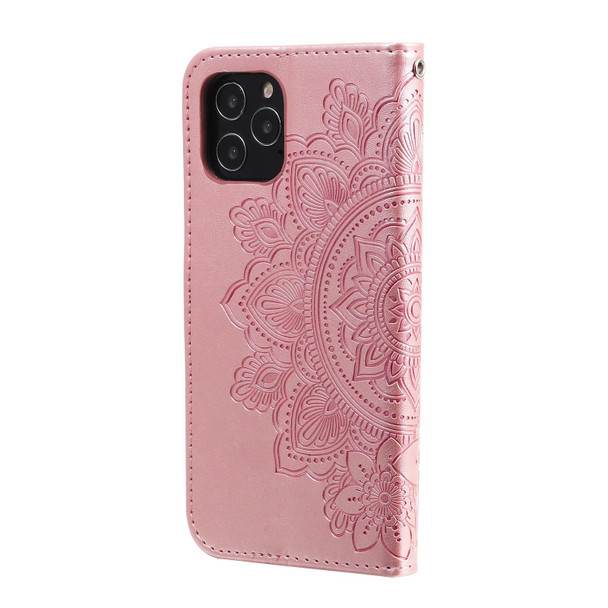 7-petal Flowers Embossing Pattern Horizontal Flip PU Leatherette Case with Holder & Card Slots & Wallet & Photo Frame - iPhone 11 Pro(Rose Gold)