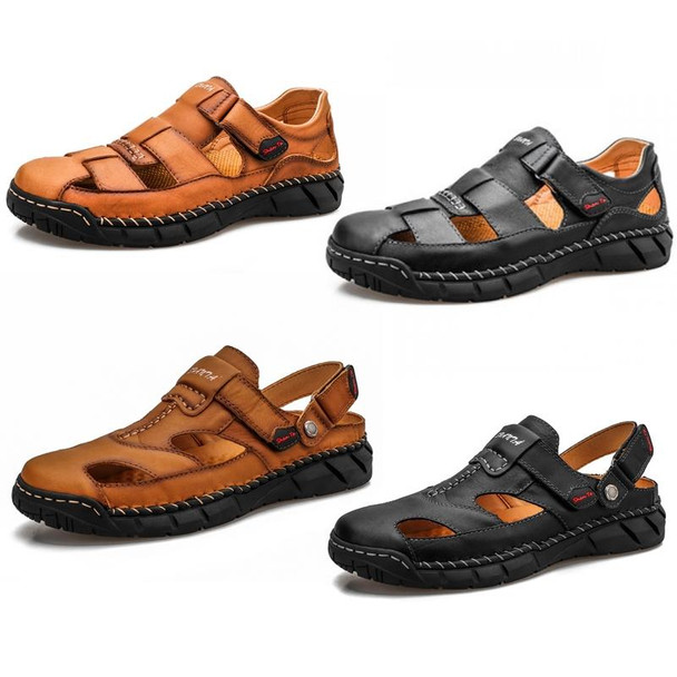 SY-71713 Brown Cowhide Two Wear Outdoor Casual Men Slippers(45)