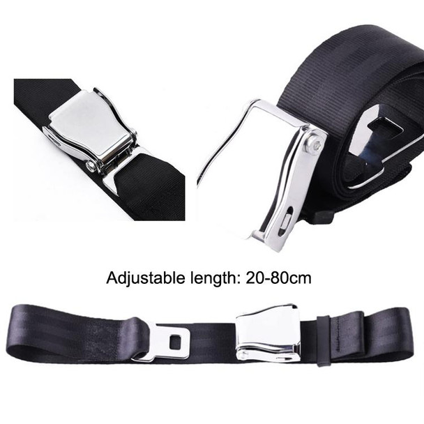 Two Point Aircraft Buckle Adjustable Seat Belt Extended Band(Black)