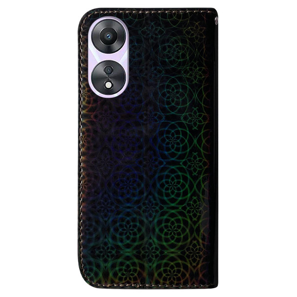 For OPPO A58 Colorful Magnetic Buckle Leatherette Phone Case(Black)