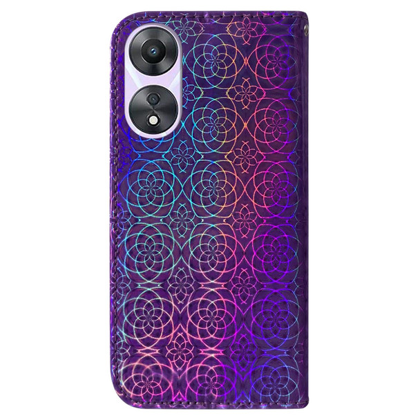 For OPPO A58 Colorful Magnetic Buckle Leatherette Phone Case(Purple)
