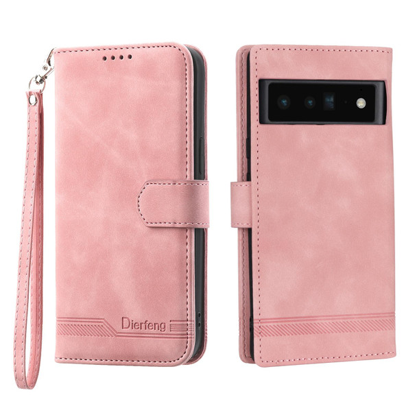 For Google Pixel 6 Pro Dierfeng Dream Line TPU + PU Leatherette Phone Case(Pink)