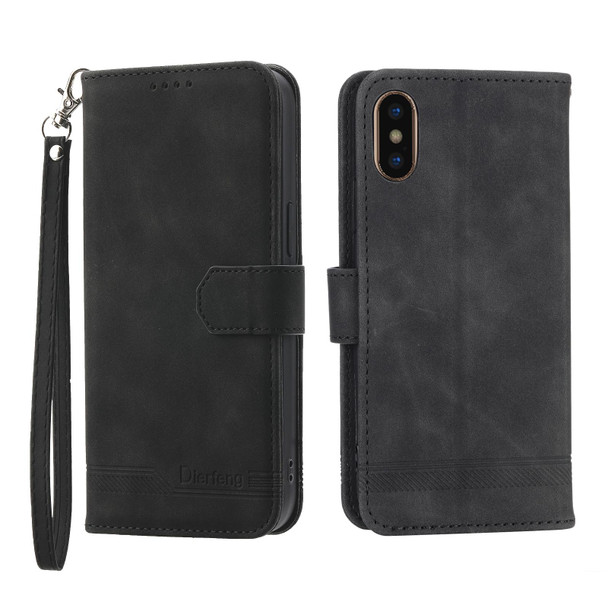 For iPhone XS Max Dierfeng Dream Line TPU + PU Leatherette Phone Case(Black)