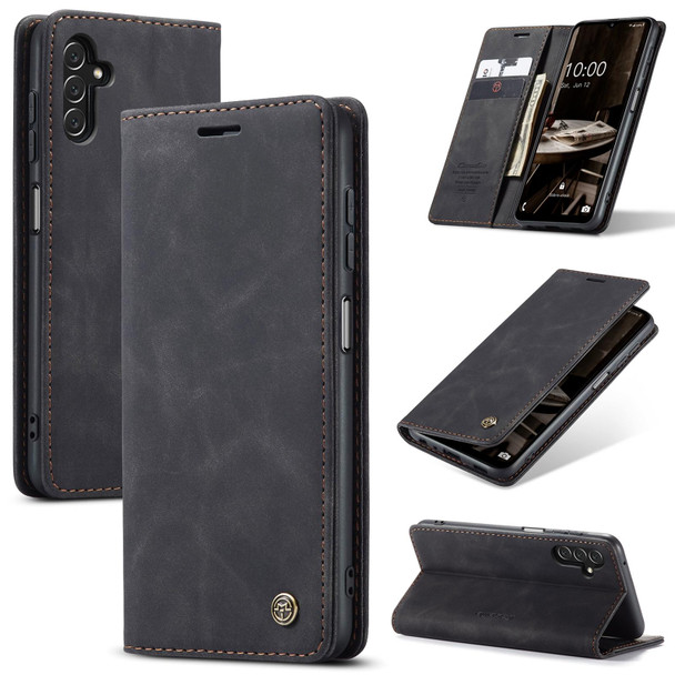 For Samsung Galaxy A14 5G CaseMe 013 Multifunctional Horizontal Flip Leatherette Phone Case(Black)