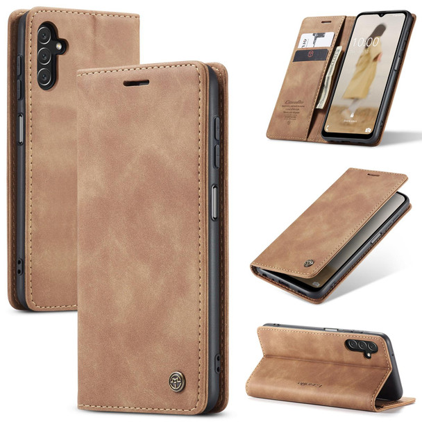 For Samsung Galaxy A14 5G CaseMe 013 Multifunctional Horizontal Flip Leatherette Phone Case(Brown)