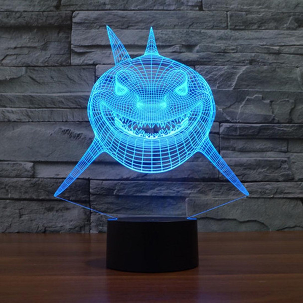 Positive Face Shark Style 3D Touch Switch Control LED Light , 7 Color Discoloration Creative Visual Stereo Lamp Desk Lamp Night Light