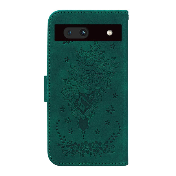 For Google Pixel 7a Butterfly Rose Embossed Leatherette Phone Case(Green)