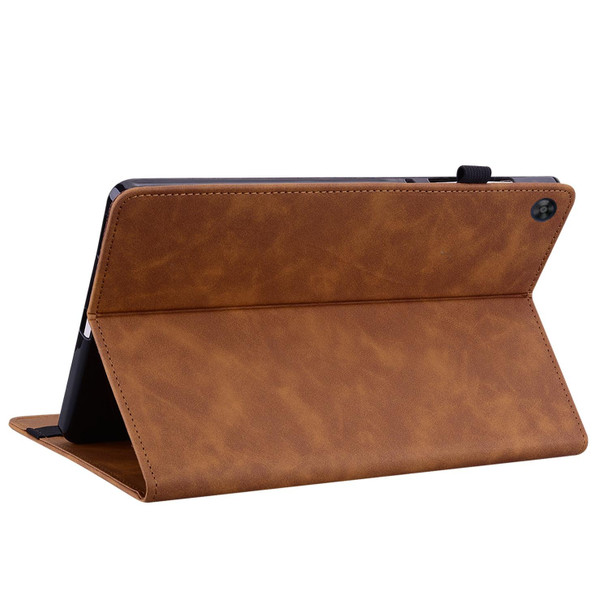 For Huawei MatePad SE Skin Feel Solid Color Zipper Leatherette Tablet Case(Brown)