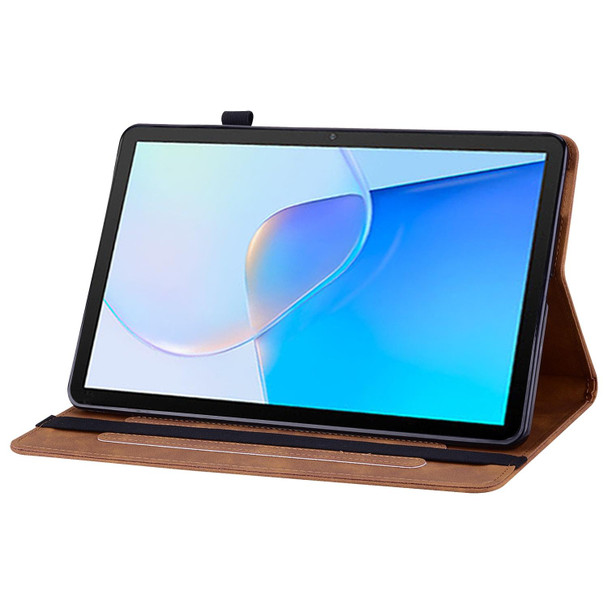 For Huawei MatePad SE Skin Feel Solid Color Zipper Leatherette Tablet Case(Brown)