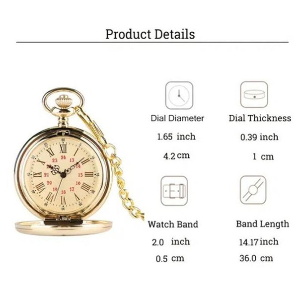 Engraved Vintage Commemorative Quartz Pocket Watch Round Watch, Style: Grandpa