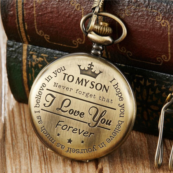 Engraved Vintage Commemorative Quartz Pocket Watch Round Watch, Style: Matte Ancient Copper