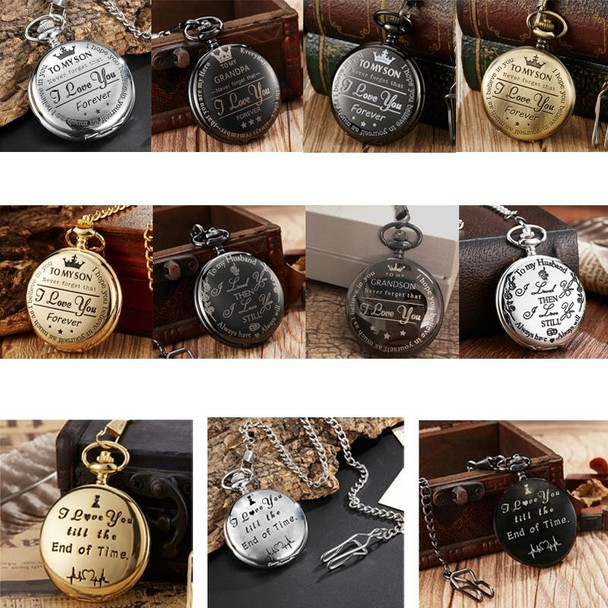 Engraved Vintage Commemorative Quartz Pocket Watch Round Watch, Style: Matte Ancient Copper