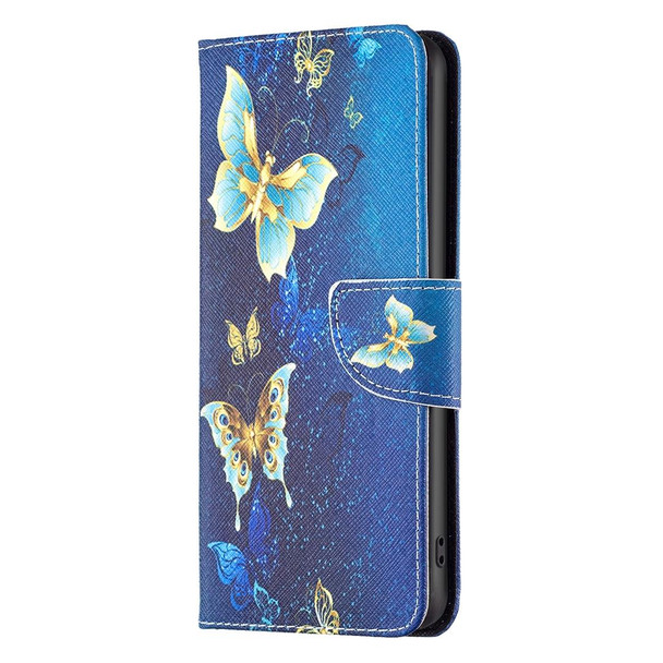 For Xiaomi Redmi Note 12 Pro 5G Global Colored Drawing Pattern Leather Phone Case(Gold Butterfly)