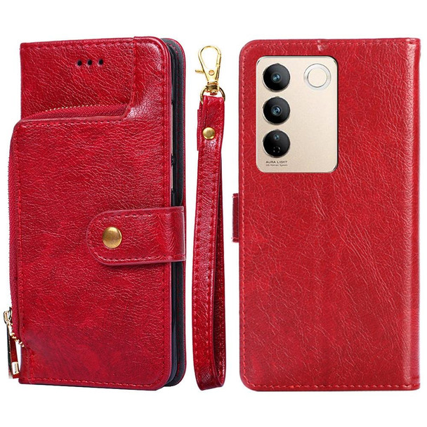 For vivo S16 / S16 Pro Zipper Bag Leatherette Phone Case(Red)