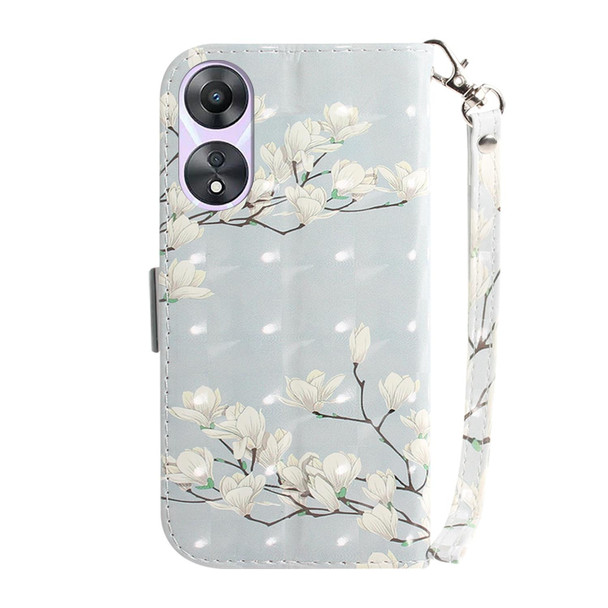 For OPPO A58 3D Colored Pattern Flip Leatherette Phone Case(Magnolia)