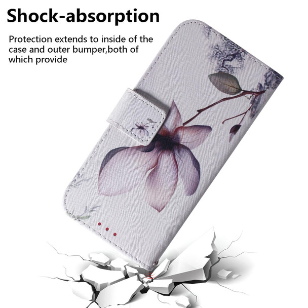 For OPPO A58 Coloured Drawing Flip Leatherette Phone Case(Magnolia)