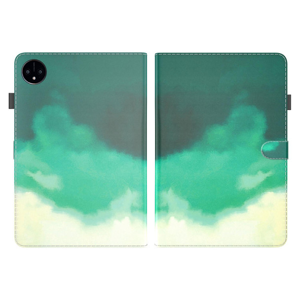 For Huawei MatePad Pro 11 2022 Watercolor Pattern Flip Leatherette Tablet Case(Cyan Green)