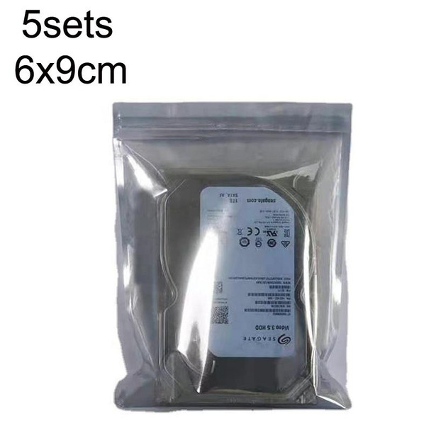 5packs 6x9cm Anti-static Shielding Bag Hard Disk Insulation Bag Electronic Plastic Motherboard Packaging Bag