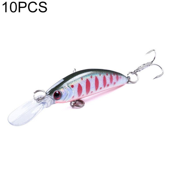 HENGJIA 10 PCS Long Throw Bionic Cocked Mouth Fake Bait Fishing Three-jaw Treble Hooks(5#)