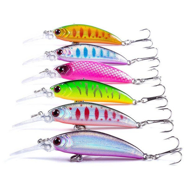 HENGJIA 10 PCS Long Throw Bionic Cocked Mouth Fake Bait Fishing Three-jaw Treble Hooks(5#)