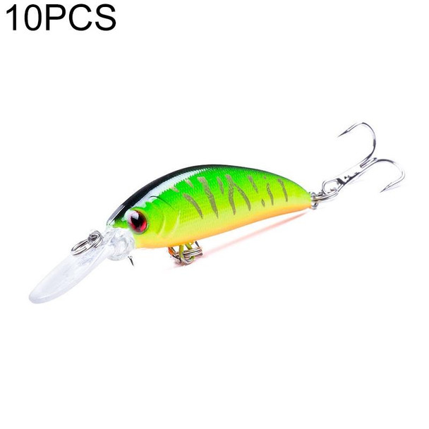 HENGJIA 10 PCS Long Throw Bionic Cocked Mouth Fake Bait Fishing Three-jaw Treble Hooks(4#)