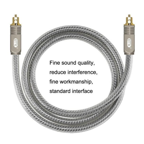 EMK YL/B Audio Digital Optical Fiber Cable Square To Square Audio Connection Cable, Length: 10m(Transparent Gray)